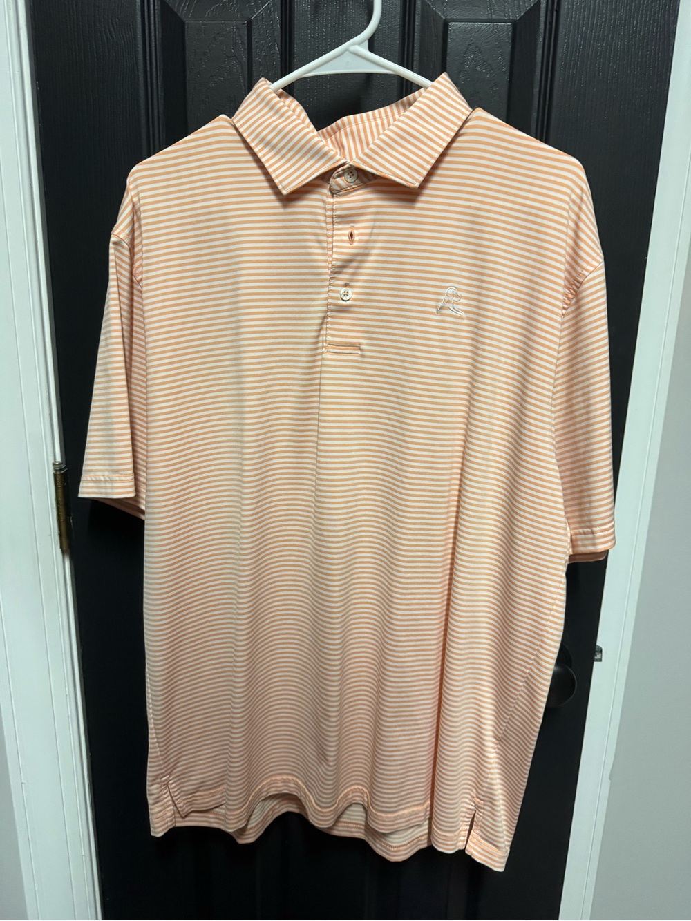 Rhoback Peach & White Striped Performance Polo